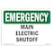 Signmission OSHA EMERGENCY, 7" Height, 10" Width, Decal, 10" W, 7" H, Landscape, Main Electric Shutoff OS-EM-D-710-L-10399 - alternate 1